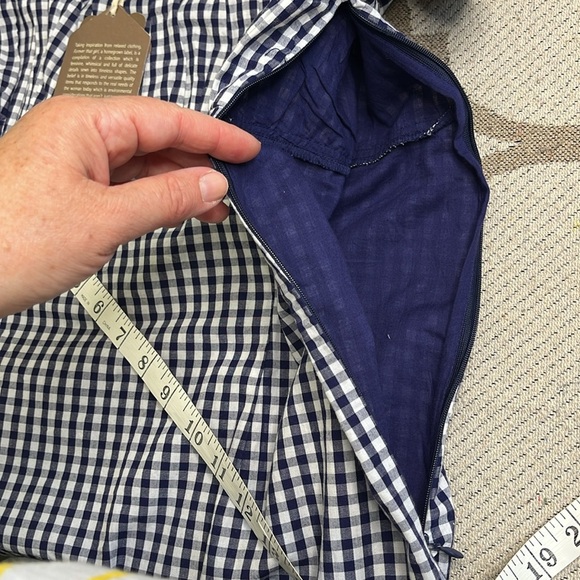 NWT ANTHROPOLOGIE FOREVER THAT GIRL PUFF SLEEVE MINI DRESS BLUE GINGHAM LARGE - Picture 11 of 17